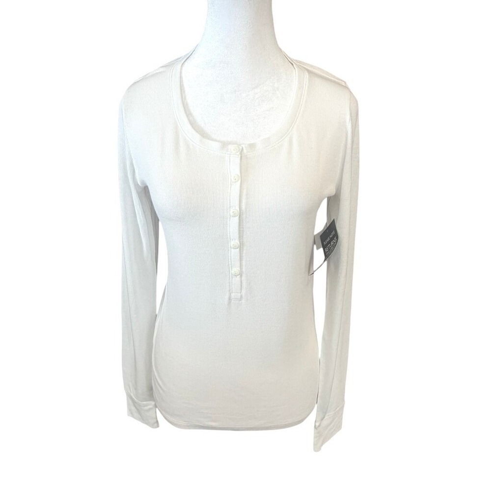 NWT! Rag & Bone White Ribbed Long Sleeved‎ Henley Top Medium